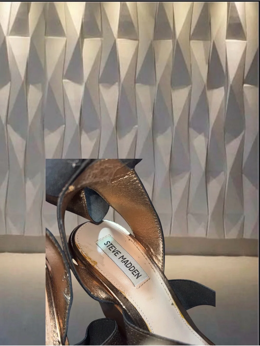 Steve Madden Metallic Gold Platform Sandals with Wood-Look Wedge